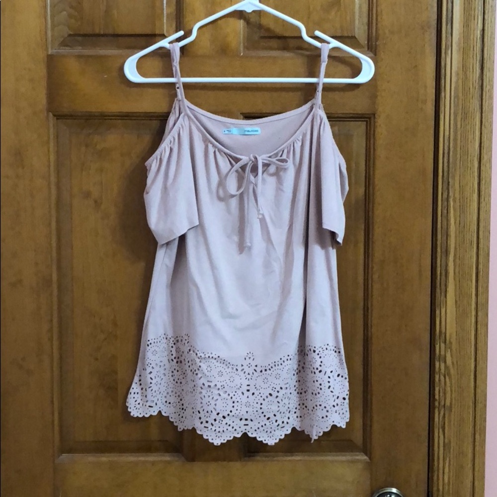 Off shoulder pink suede top